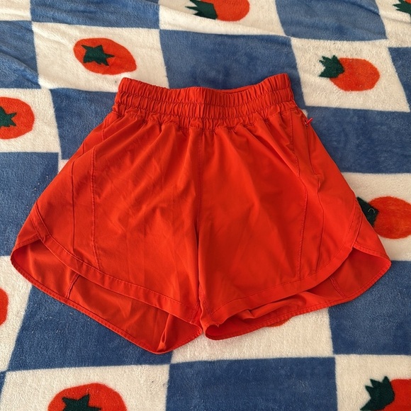 Lululemon Orange Track That High Rise Lined Short 5” - Picture 2 of 11